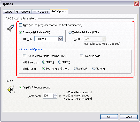Set AAC Encoding Parameters
